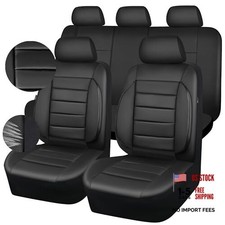 Leather Seat Covers Full Set Universal Water Resistant 3D Foam Back All Black