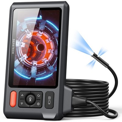 Triple Lens Endoscope Camera with Light, DEPSTECH 5'' IPS Screen 16.5FT, BLACK