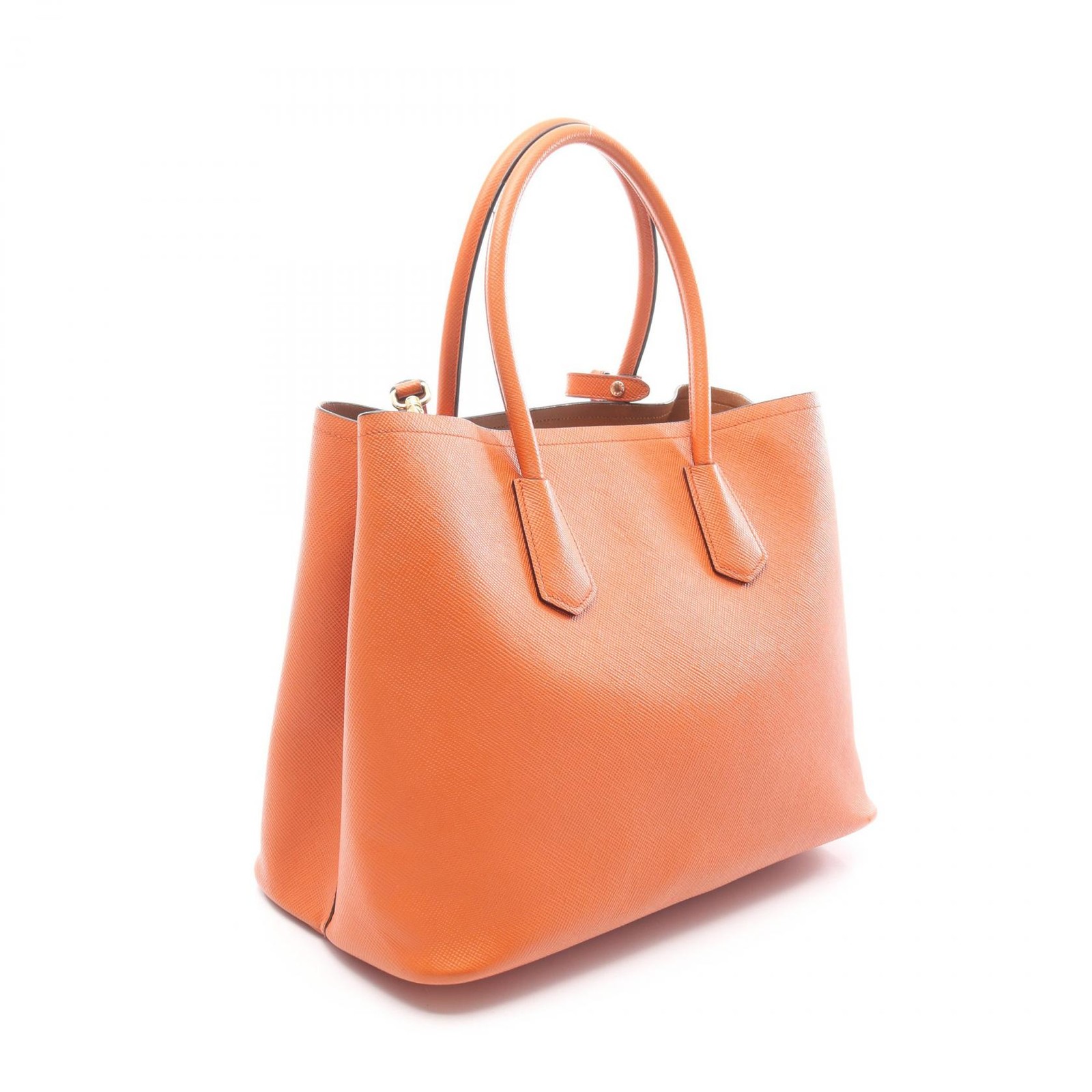 PRADA Tote shoulder crossbody Bag Saffiano leather Orange Used Women thumbnail 2