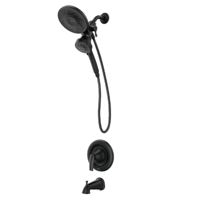 #ad Moen Graeden Matte Black Multihead 6.75 in Round Round Bathtub and shower Faucet $134.99