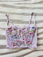 Victoria Secret Lavender Floral Lace Bustier Corset Style Top - Women Intimates
