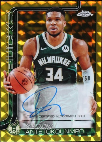 Giannis Antetokounmpo SP/75 TOPPS CHROME BLUE REFRACTOR! GREAT 