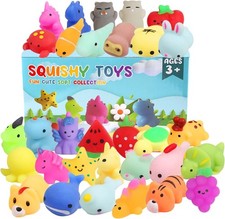 32 Pack Squishy Toys, Kawaii Squishies Party Favors for Kids 4-8 8-12 Treasure B