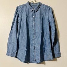 J Jill Denim Jean Top Shirt Button Lightweight Sz M