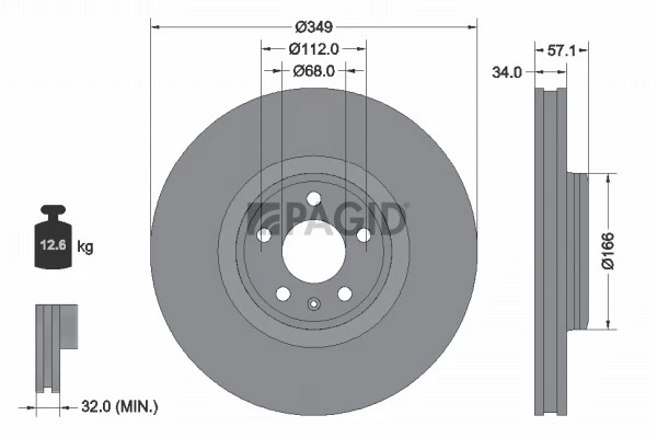 2x PAGID Disque de Frein Aéré Internement Ø349mm pour Audi A4 Avant 8W5 B9 8WD - Photo 1/1