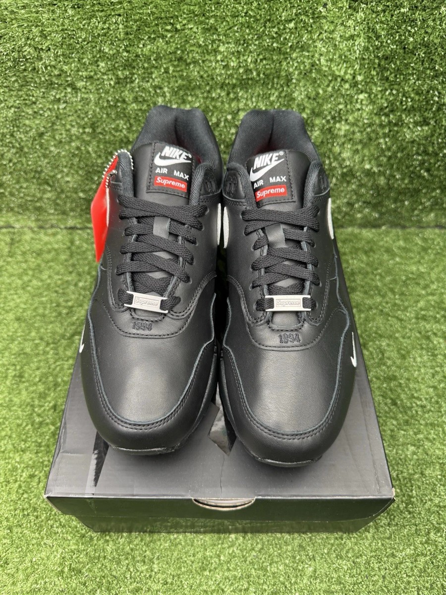 Size 9.5 - Nike Supreme x Air Max 1 '87 SP Black White | eBay