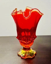 Pre 1970 Fenton Valencia Colonial  Footed Flared Swung Vase  6-1/2 inch