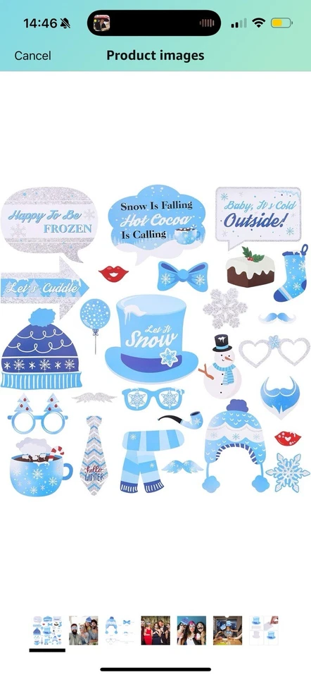 Блестящая зимняя фотокабина KatchOn реквизит упаковка из 27 синих рождественских украшений - Изображение 2 из 2