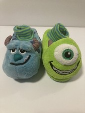 Disney Pixar Monster Inc. Pull On Slippers  Kids Size 9-10 Blue/Green