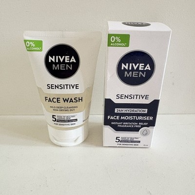 Nivea Men Sensitive Moisturzer And Face Wash Set New, Quick Shipping.
