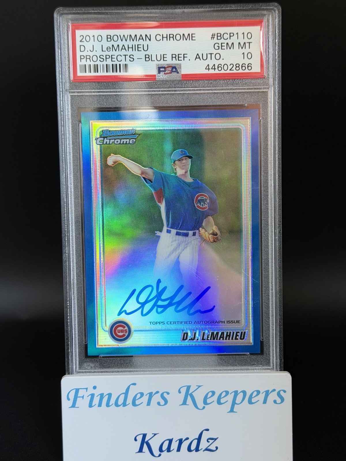 DJ LeMahieu 2010 Bowman Chrome Blue Refractor Auto #22/150 RC PSA 10 ~Cubs