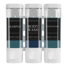 Shower Soap Dispenser Wall Mounted No Drill, 3 Chamber Shampoo and Conditione...