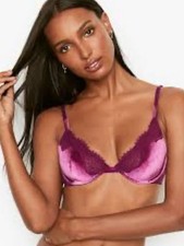 NWOT Victoria's Secret Velvet Lace Unlined Demi Underwire Bra, size 34DDD