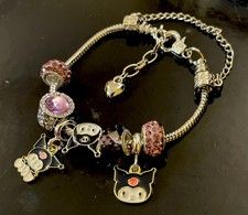 Kuromi Charm Bracelet Stainless Steel Adjustable purple