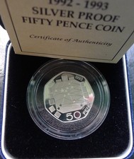 1992 1993 EEC Presidency Silver SILVER PROOF Rarest 50p Case and COA