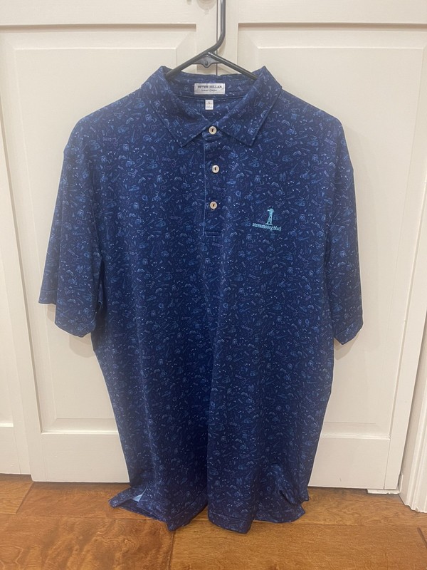 PETER MILLAR x STREAMSONG Blue Mens Large Summer Comfort Polo Shirt 
