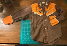 Vtg Embroidered Fringe Western Kids Rockabilly Shirt Sz 2 1950s