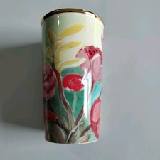 Starbucks Ceramic Travel Mug Floral Watercolor w/Gold Trim 10 oz, NO LID