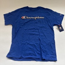 Champion T-Shirt Men's Large Flight Blue 100 Cotton Short Sleeve Pullover Tee