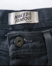 Naked & Famous Weird Guy Black Cobra Stretch Selvedge Denim 38