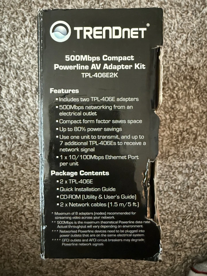 Kit adaptador AV Powerline compacto TRENDnet 500 Mbps TPL-406E2K Foto 3 de 3