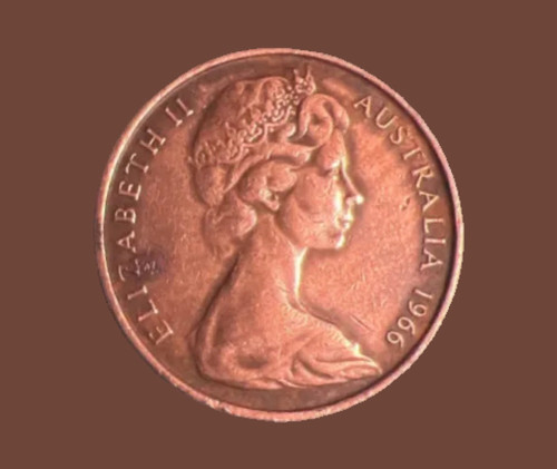 1966 Australia 2 Two Cents Bronze Elizabeth II Actual Coin Beautiful Tone