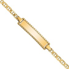 14K Solid Yellow Gold Mariner Link ID Bracelet