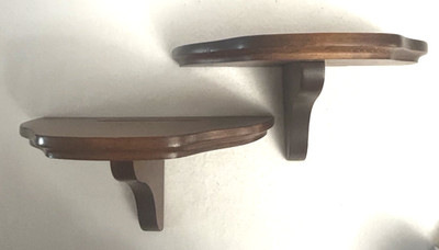 VTG Solid Wood Half Round Beveled Edge Wall Mounted Shelf Plate Groove 10'' PAIR