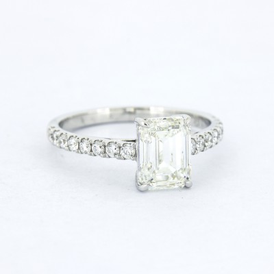 Ring Emerald Cut 585 Gold 14 kt - 2 ct Diamant F VVS2 CVD - Labor Diamant
