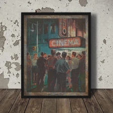Vintage CINEMA Movie Wall Art, Movie Theater Film Lover Decor, Filmmaker Poster