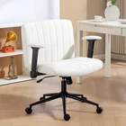 HOMCOM Criss Cross Chair with Arms, Wheels, Wide Office Chair, Cream White