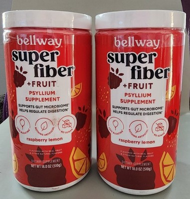 2x Bellway Super Fiber + Fruit Psyllium Husk Raspberry Lemon  18 oz Each