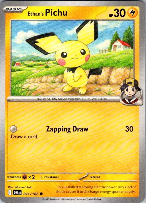 Ethan's Pichu 071/182 Common Destined Rivals Pokemon Near Mint BGC1