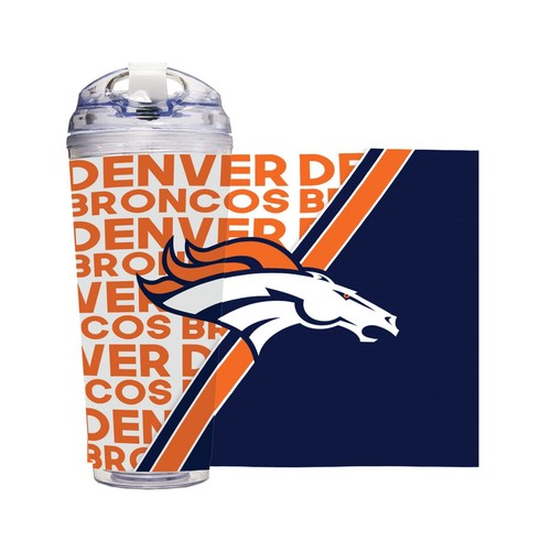 NFL Football Denver Broncos 24oz Acrylic Tumbler with Hinged Lid