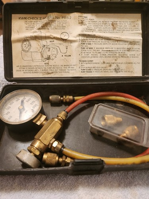 #ad Kwik Check II P115 2 Oil Burner Pump Pressure amp; Cutoff Test Kit w Gauge Case $50.00