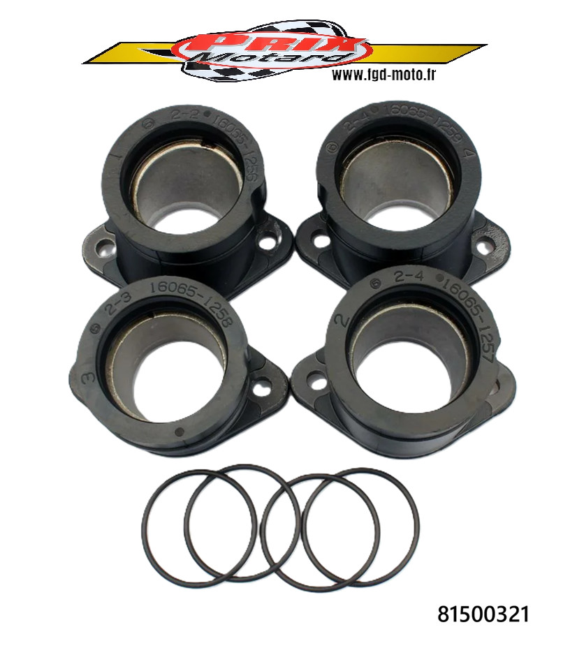 4 Pipes d'Admission pour Kawasaki ZR7 N/S 1999-2004 en Caoutchouc Noir Haute Résistance