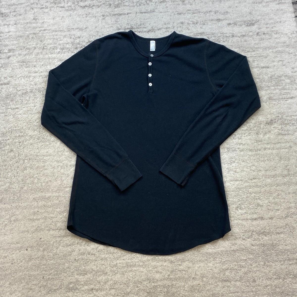 新品☆AMERICANA THERMAL BACK HENLEY NECK American Apparel Baby Thermal Long Sleeve Henley, Black, Large at