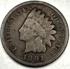 1891 Indian Head Cent Penny Good Condition 1c One Cent US Coin- 0876