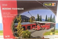 Faller HO Scale Model Kit -Large Modern Fire Station w/Office and 4 Bays #130160