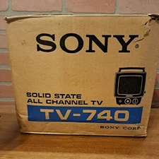 Sony  7" TV-740 Black White Television UHF VHF Vintage 1970's WORKS