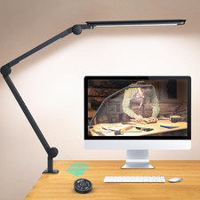 LED Desk Lamp with Clamp, Ultra-Bright Dual Light Architect Desk Light with Adju