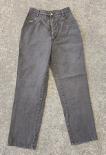 Vintage 90s Z Cavaricci Style Black High Waist Tapered Jeans Mom Pants 26x28