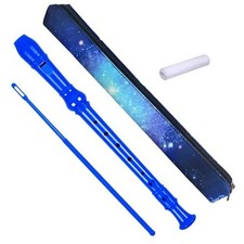 8 Holes Soprano Recorder with Cleaning Rod and Bag, Professional German Blue