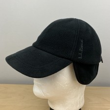 L.L. Bean Men  s Fleece Winter Trapper Hat Ear Flaps Size S/M Black Read 
