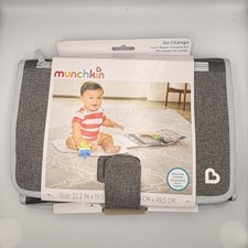 Munchkin Go Change Travel Portable Padded Diaper Changing Kit Gray W/ Wipes Case