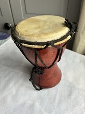 Hand-Carved Mini Djembe Drum – Wooden Body with Rope Tuning & Natural Skin Head