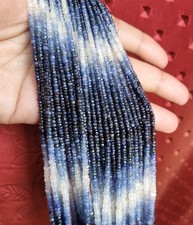 Natural Blue Sapphire Beads 3-4mm Faceted 16 Inch Gemstone Necklace Strand