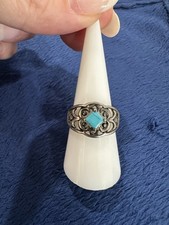 Vintage Sterling Silver 925 American Southwest Turquoise Ring, Size 8.75