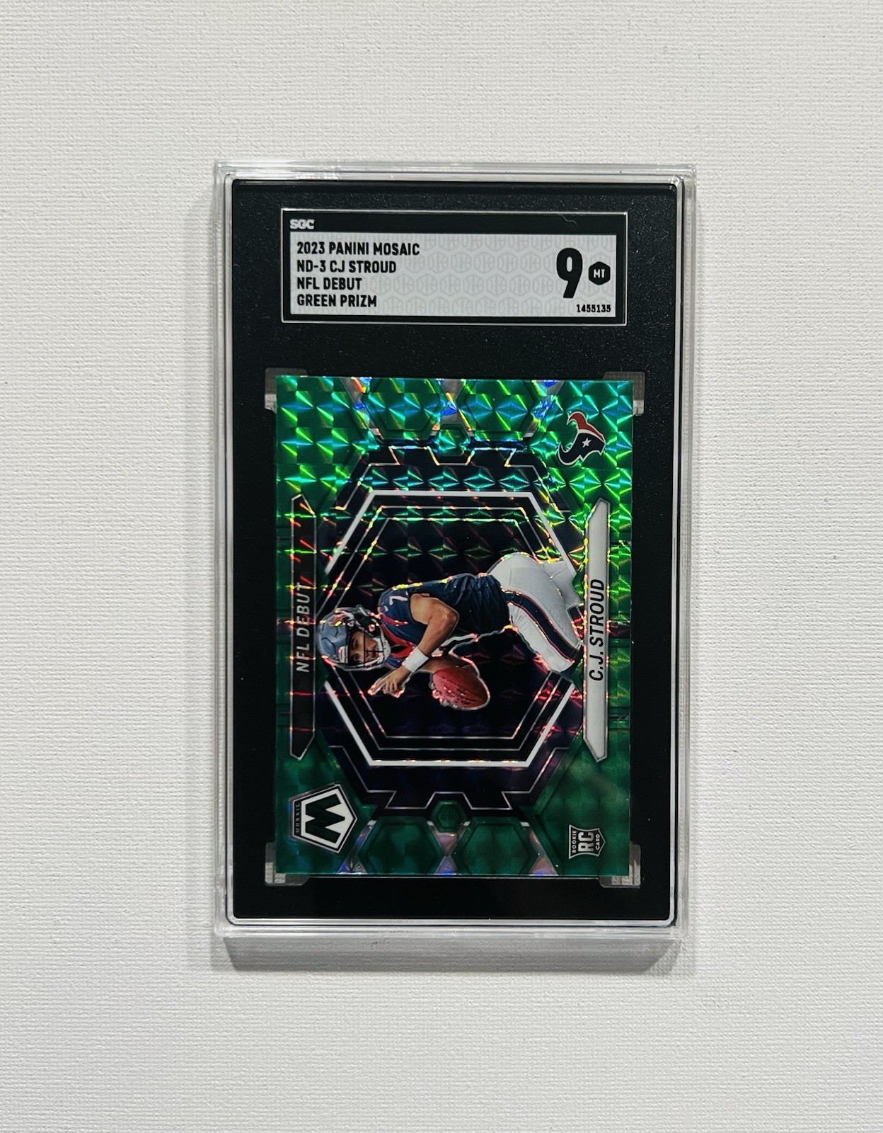 2023 Panini Mosaic - NFL Debut C.J. Stroud #ND-3 Green Mosaic Prizm (RC) SGC 9