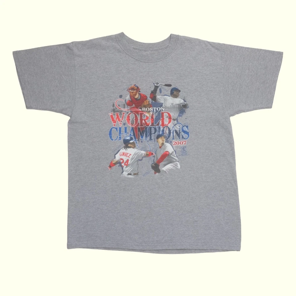 MLB DE COLECCIÓN Y2K RETRO BOSTON RED SOX BÉISBOL CAMPEONES MUNDIALES CAMISETA 2007 HOMBRES TALLA L Foto 2 de 4